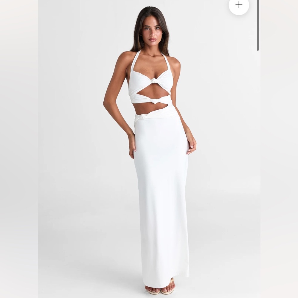 Elegant White Halter Cut-Out Maxi Dress
